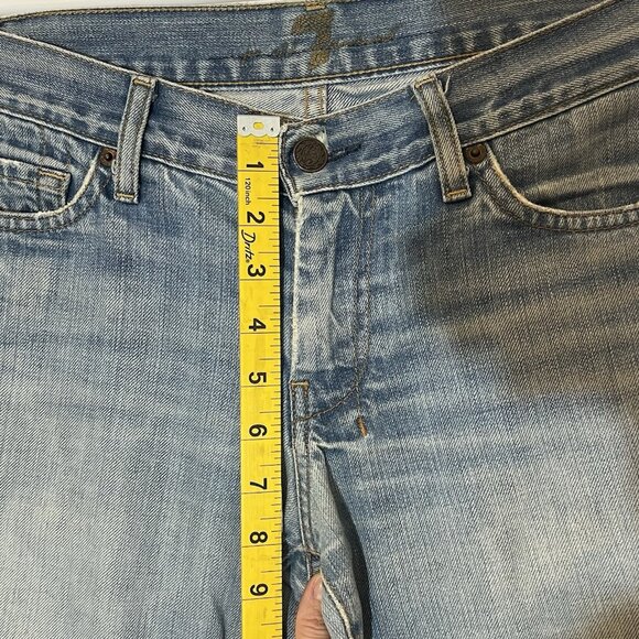7 For All Mankind Dojo Jeans Women’s Size 29 Flare Low Rise Blue Zipper Cotton - Picture 6 of 13